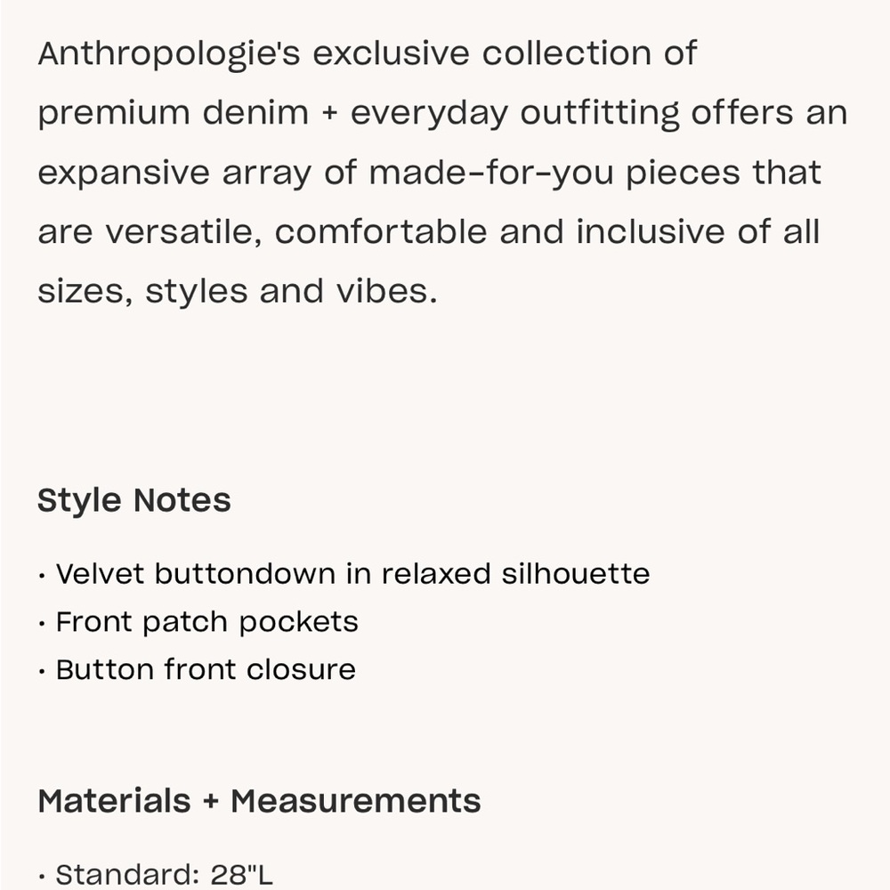 🧳 Pilcro Relaxed Velvet Buttondown - Picture 9 of 9